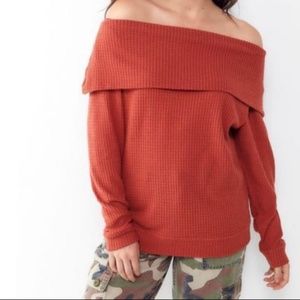Urban Outfitters Rust Off the Shoulder Cowl Neck